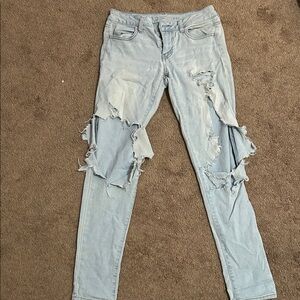 American Eagle Outfitters Light Blue Distressed Skinny Jeans